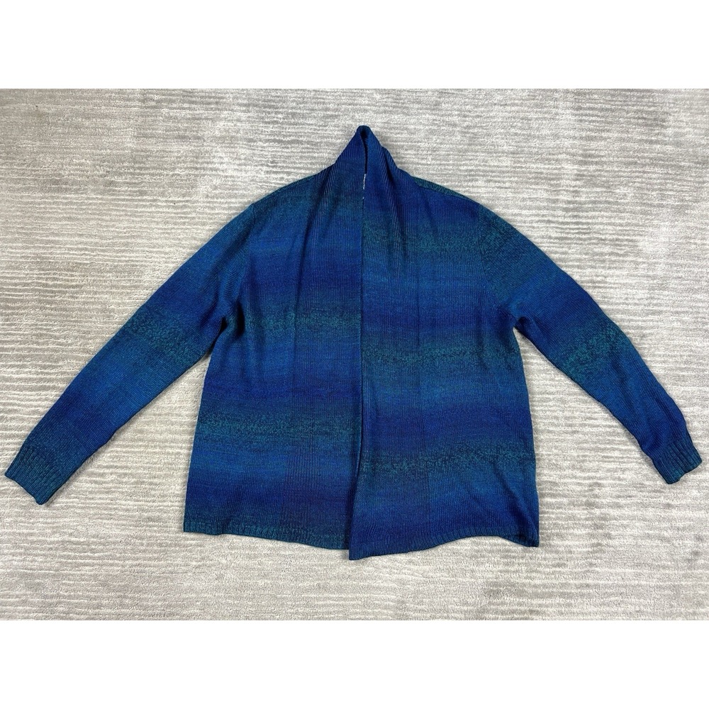 Ruby Rd Favorites Sweater Womens XL Blue Long Sleeve Open Front Acrylic Cardigan